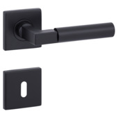 Gamma deurkruk set Stefano vierkant rozet sleutelplaat zwart aluminium