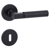 Jeu de poignées de porte Stefano GAMMA rosace ronde aluminium noir