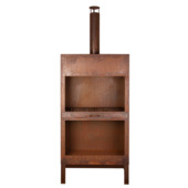 Foyer de terrasse XL avec range-bûches couleur rouille