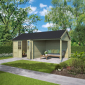 Tuinhuis met overkapping Marin vurenhout geïmpregneerd 575 x 275 cm