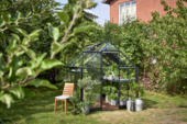 Serre de jardin Royal Well Birdlip 68 noir verre de sécurité 3 mm