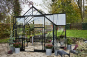 Tuinserre Royal Well Garden Room zwart gecoat met 3 mm veiligheidsglas