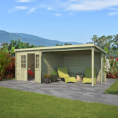 Tuinhuis met overkapping Sunniva vurenhout geïmpregneerd 590 x 304 cm