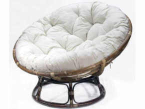 Fauteuil lounge Papasan avec coussin blanc