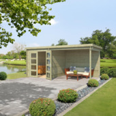 Tuinhuis met overkapping Helena vurenhout geïmpregneerd 492 x 254 cm