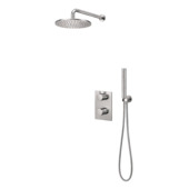 Système de douche encastré + robinet thermostatique Marho Valdra 25 cm acier brossé