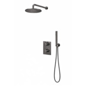 Marho inbouwregendoucheset met thermostaatkraan Valdra 25 cm gun metal