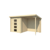 Tuinhuis met overkapping Edelweiss vurenhout onbehandeld 390 x 215 cm