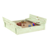 Zandbak vuren hout onbehandeld 20x118x118 cm inclusief deksel en 2 bankjes