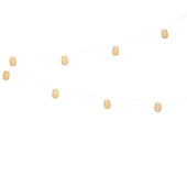 Solar feestverlichting 10 LED lampjes in gevlochten mandjes 4,5 m naturel/warm wit