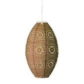 Solar LED hanglamp ajour ovaal Ø 23x38 cm oranje