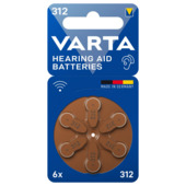 Pile bouton pour appareil auditif Varta type 312 brun 6 pièces