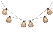 Feestverlichting 10 LED in gevlochten mandjes 4,5 m rattan naturel/warmwit