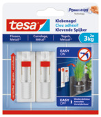 Tesa klevende spijker voor tegels en metaal verstelbaar wit 3 kg 2 stuks