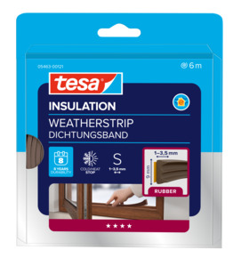 Tesa Moll tochtstrip classic E-profiel 8jr, 6m bruin