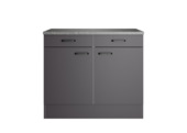 Meuble bas Optifit Kiel420 avec 2 portes, 2 tiroirs, plan de travail et 1 étagère anthracite 88 x 100 x 60 cm