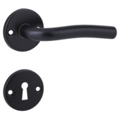 Deurkruk set Wave rond rozet zwart aluminium