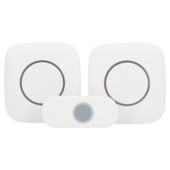 Jeu de 2 carillons plug-in Q-Link + bouton-poussoir et flash lumineux RGB blanc