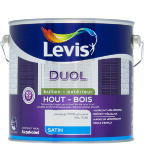 Levis Duol primer & lak 2 in 1 zijdeglans parelgrijs 2,5 liter