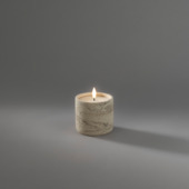 Konstsmide LED kaars met 3D vlam beige cementlook op batterij 8 cm