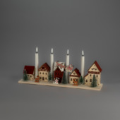 Konstsmide kerstdecoratie silhouet kersthuisjes met LED kaarsen
