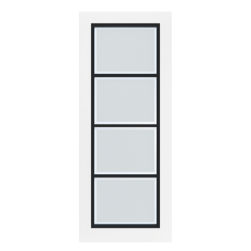 Arne & Bodil binnendeur ABB103 mat glas met blanke rand - wit afgelakt - glaslat diep zwart