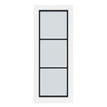 Arne & Bodil binnendeur ABB104 mat glas met blanke rand - wit afgelakt - glaslat diep zwart