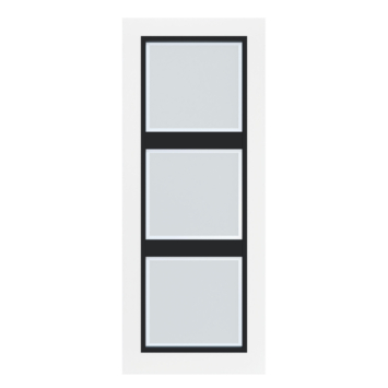 Arne & Bodil binnendeur ABB105 mat glas met blanke rand - wit afgelakt - glaslat diep zwart