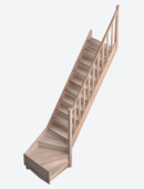 Escalier 1/4 tournant à droite Tradi Eco Sogem hêtre avec rampe et contremarches