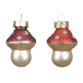 Ornement de Noël Decoris champignons rouges à pois lot de 10