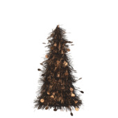 Sapin de Noël décoratif Decoris avec guirlande scintillante coloris brun espresso 25 cm