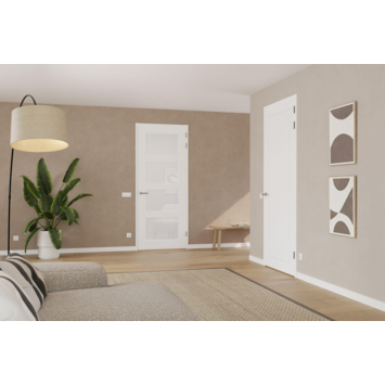 Arne & Bodil binnendeur ABB102 satijnglas - wit afgelakt - glaslat wit