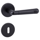 Ensemble poignée de porte GAMMA Danilo rosace ronde aluminium noir