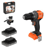 Perceuse-visseuse sans fil BLACK+DECKER 18 V Brushless, livrée avec 2 batteries 2,5 Ah, chargeur et coffret