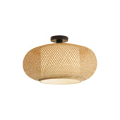 Plafonnier Qazqa Liva E27 bambou/intérieur blanc