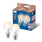 Ampoule poire LED E27 Philips Smart 8 W blanc froid à chaud dimmable 2 pièces