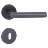 Ensemble de poignées de porte rosace ronde Porto gris canon