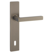 Ensemble de poignées de porte plaque de propreté carrée BB110 Vienne inox bronzé