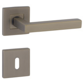 Ensemble de poignées de porte rosace carrée Lyon inox bronzé
