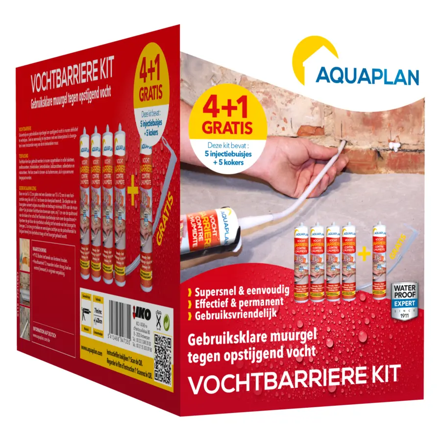 Barrière étanche Aquaplan – cartouche de gel à injecter kit 4+1