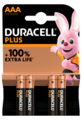 Duracell Plus alkalinebatterij AAA 4 stuks