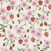 Vliesbehang Cath Kidston Strawberry Spring crème en Roze (dessin 125531)