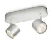 Support 2 spots Star Philips LED intégré 3W = 35W aluminium